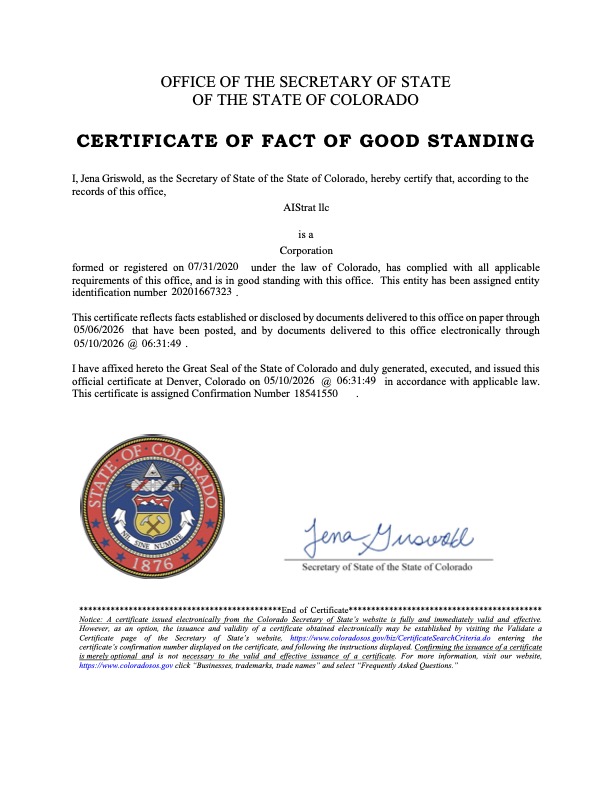 Colorado Good Standing Certificate